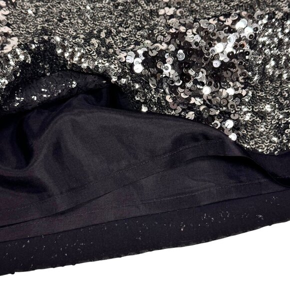 Club Monaco Silver Sequin Mini Skirt Sz.XS Silk Sexy Club Going Out Coquette - Picture 9 of 9